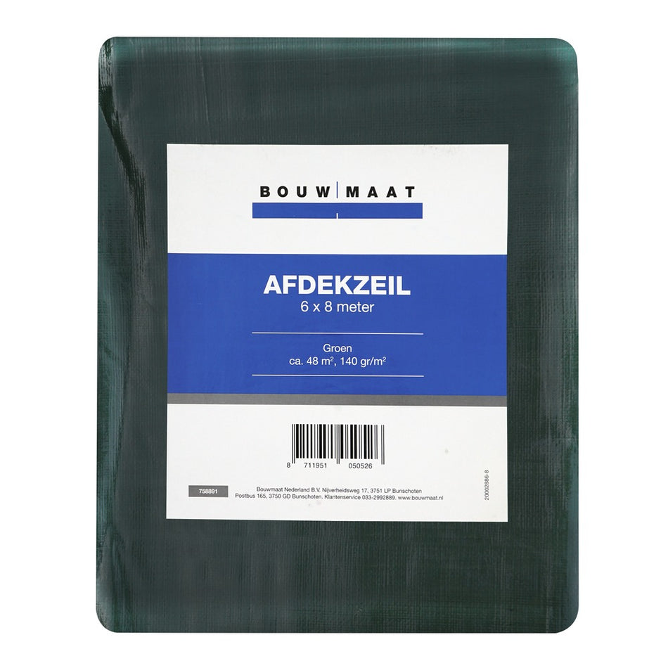 Bouwmaat Afdekzeil ca. 6x8 meter olijfgroen 140 gr/m²-758891