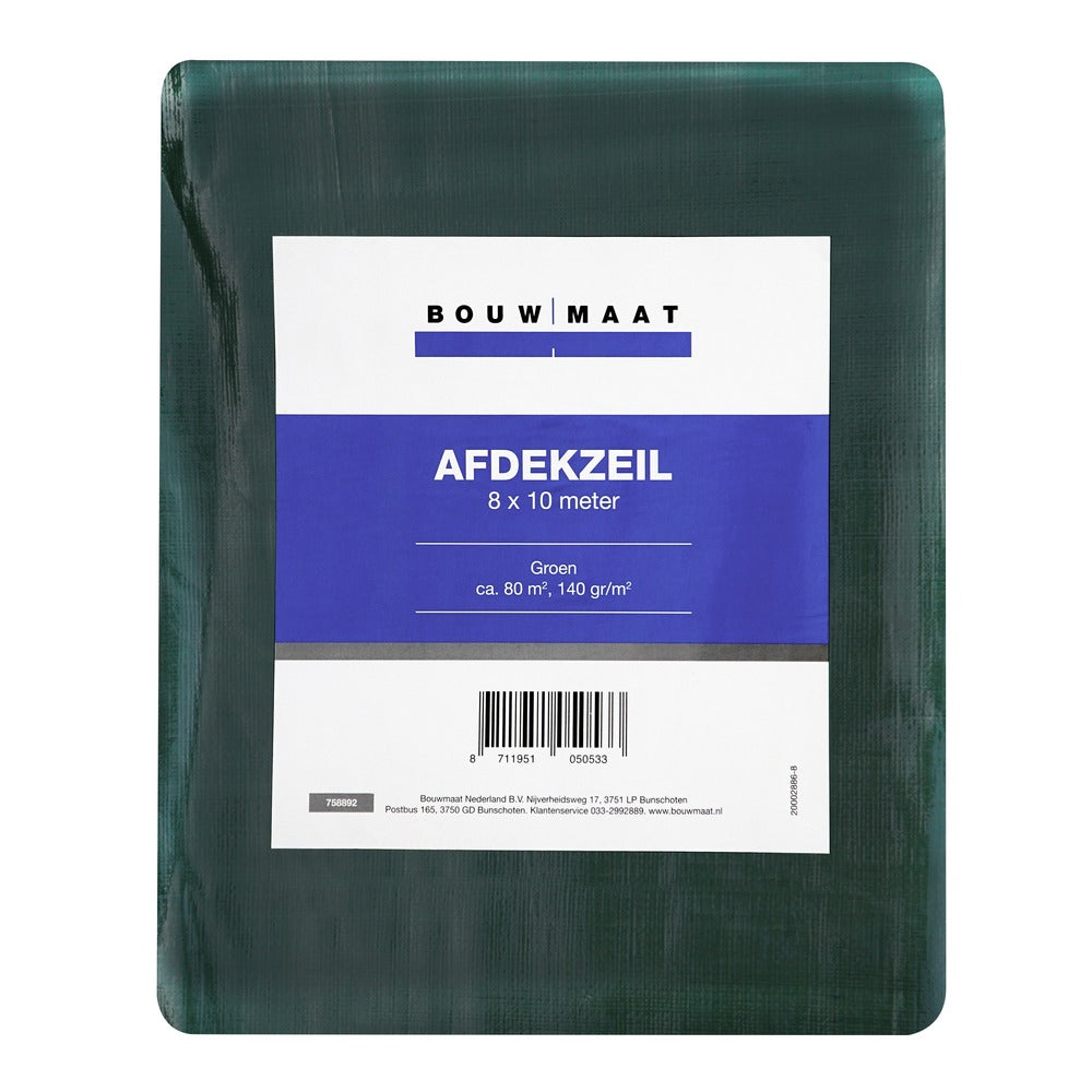 Bouwmaat Afdekzeil ca. 8x10 meter olijfgroen 140 gr/m²-758892