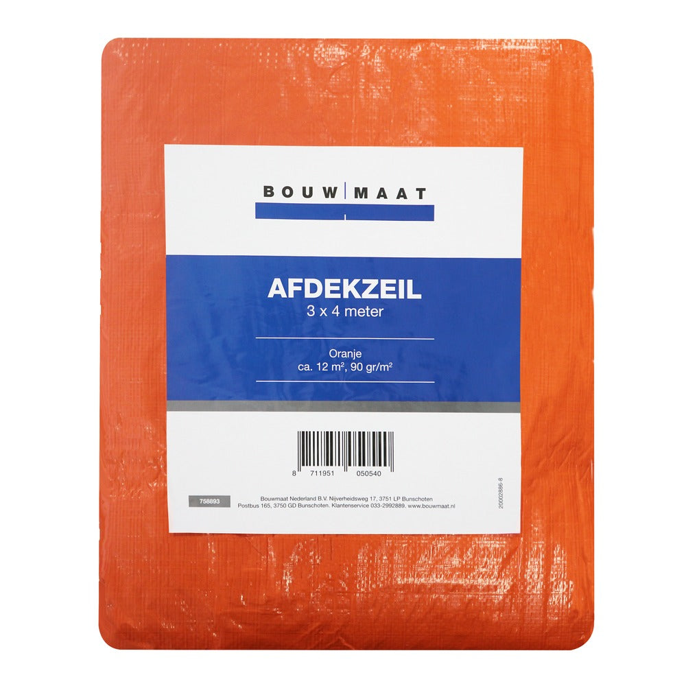 Bouwmaat Afdekzeil ca. 3x4 meter oranje 90 gr/m²-758893