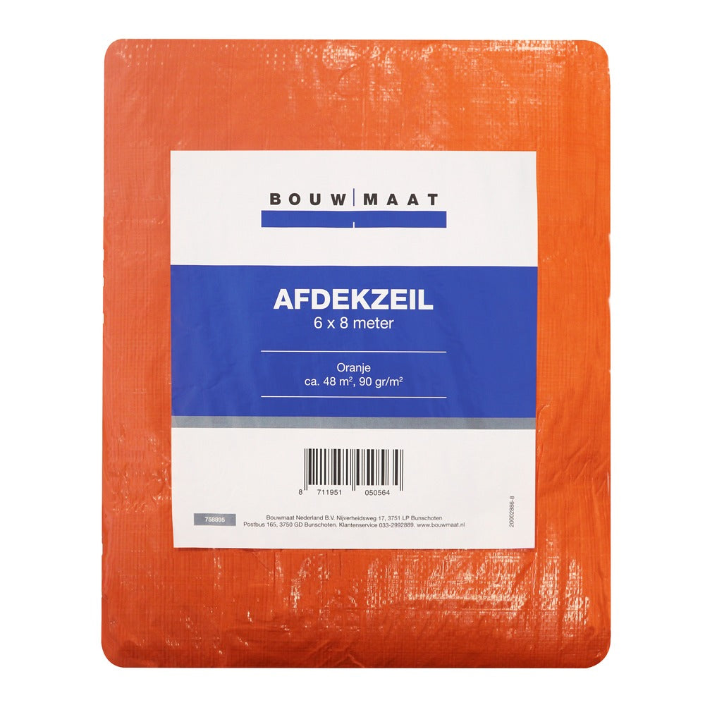Bouwmaat Afdekzeil ca. 6x8 meter oranje 90 gr/m²-758895