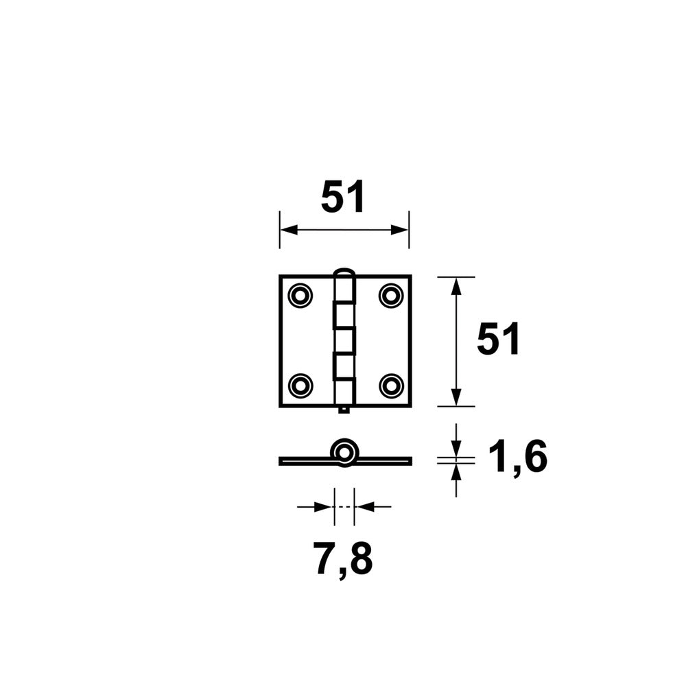 AXA Scharnier Ongelagerd Rechte Hoek Staal Topcoat 51x51mm-758938