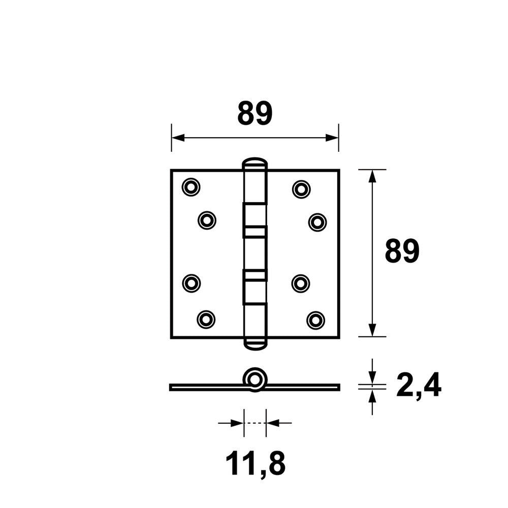 AXA Scharnier Kogellager Rechte Hoek RVS 89x89mm-759013