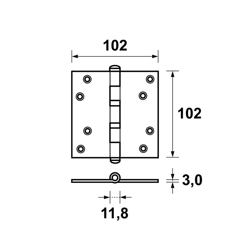 AXA Scharnier Kogellager Rechte Hoek RVS 102x102mm-759019