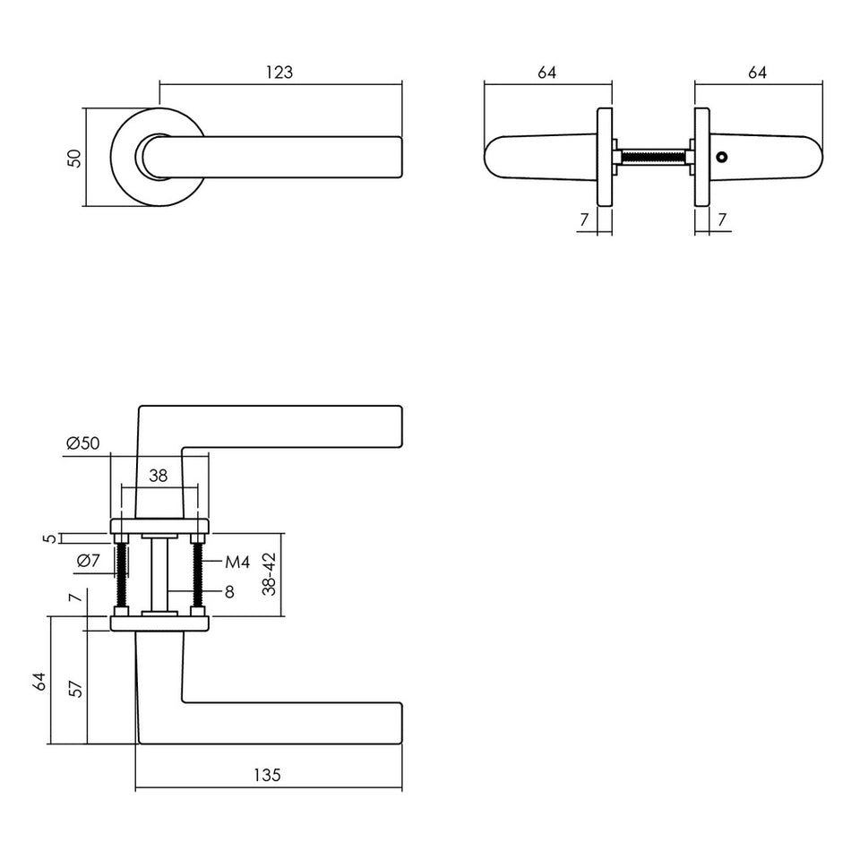 Intersteel Deurkruk Broome Met Rozet diam. 50x7mm + 7mm Nokken Zwart-759086