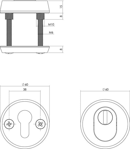 Intersteel SKG3 PC-veiligheid-Rozet diam. 60mm Met UTB Aluminium/Zwart-759108