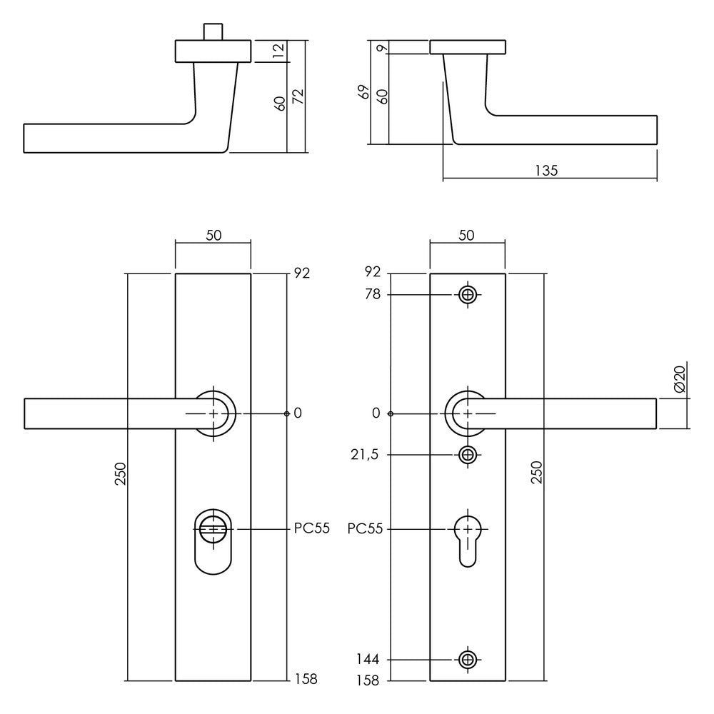 Intersteel SKG3 Veiligheidsbeslag Rechthoekig Kruk/Kruk Geveerd PC55mm Met UTB Aluminium Zwart-759115