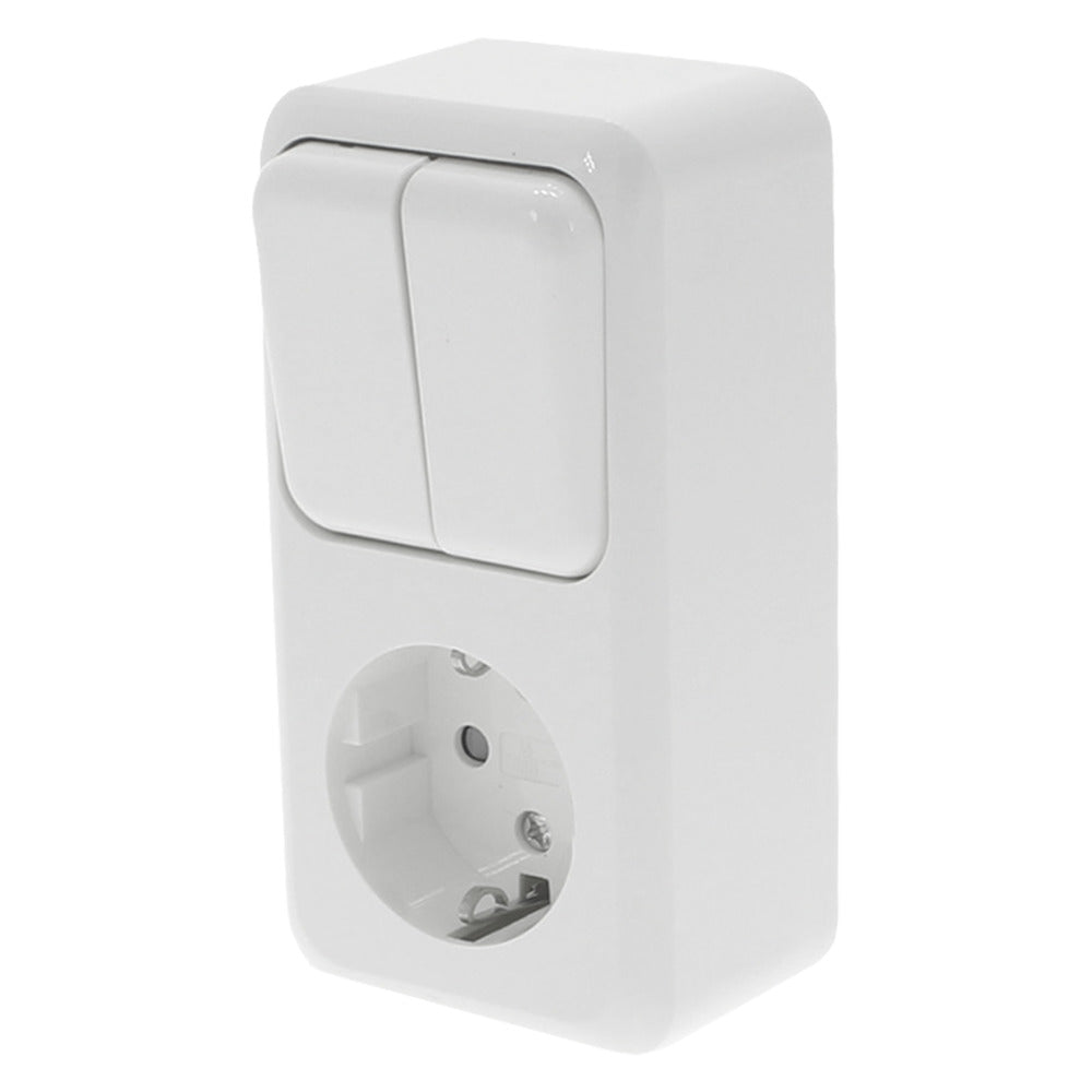 Q-Link Combinatiecontactdoos Serieschakelaar Opbouw Polarwit Randaarde-759529