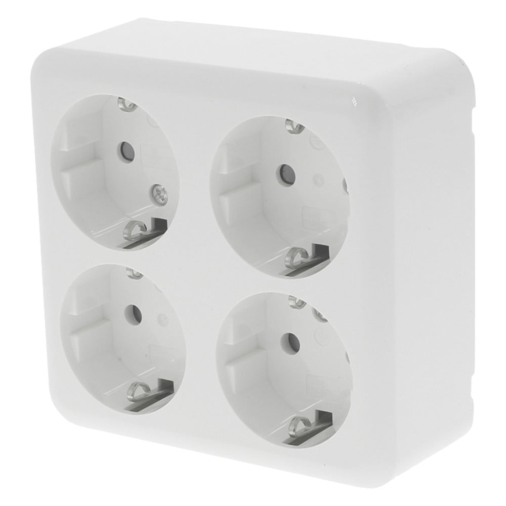 Q-Link Contactdoos Opbouw 4-Voudig Polarwit Randaarde-759532