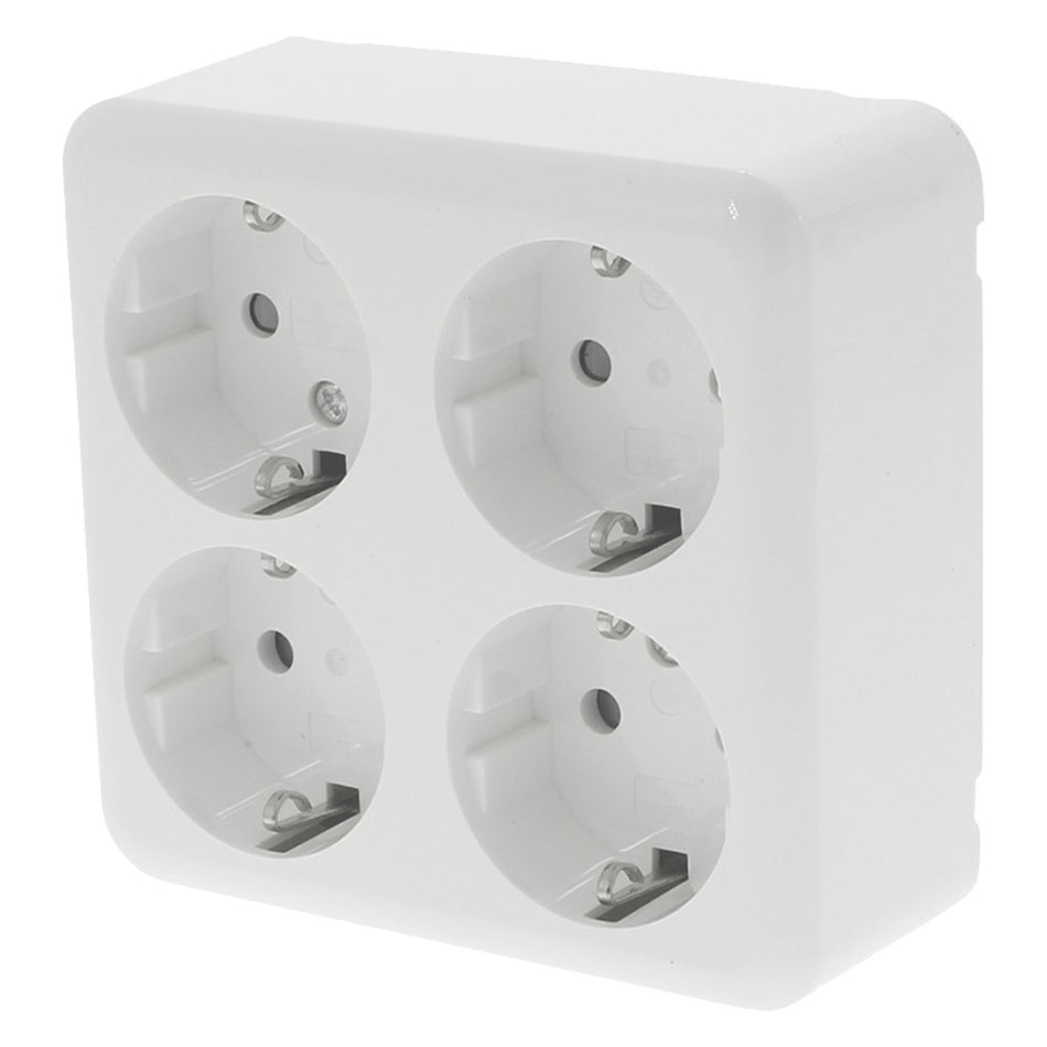 Q-Link Contactdoos Opbouw 4-Voudig Polarwit Randaarde-759532