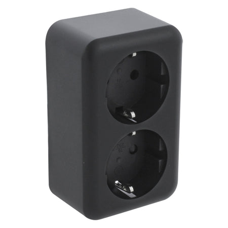 Q-Link Contactdoos Opbouw 2-Voudig Randaarde Kinderbeveiliging Zwart-759620