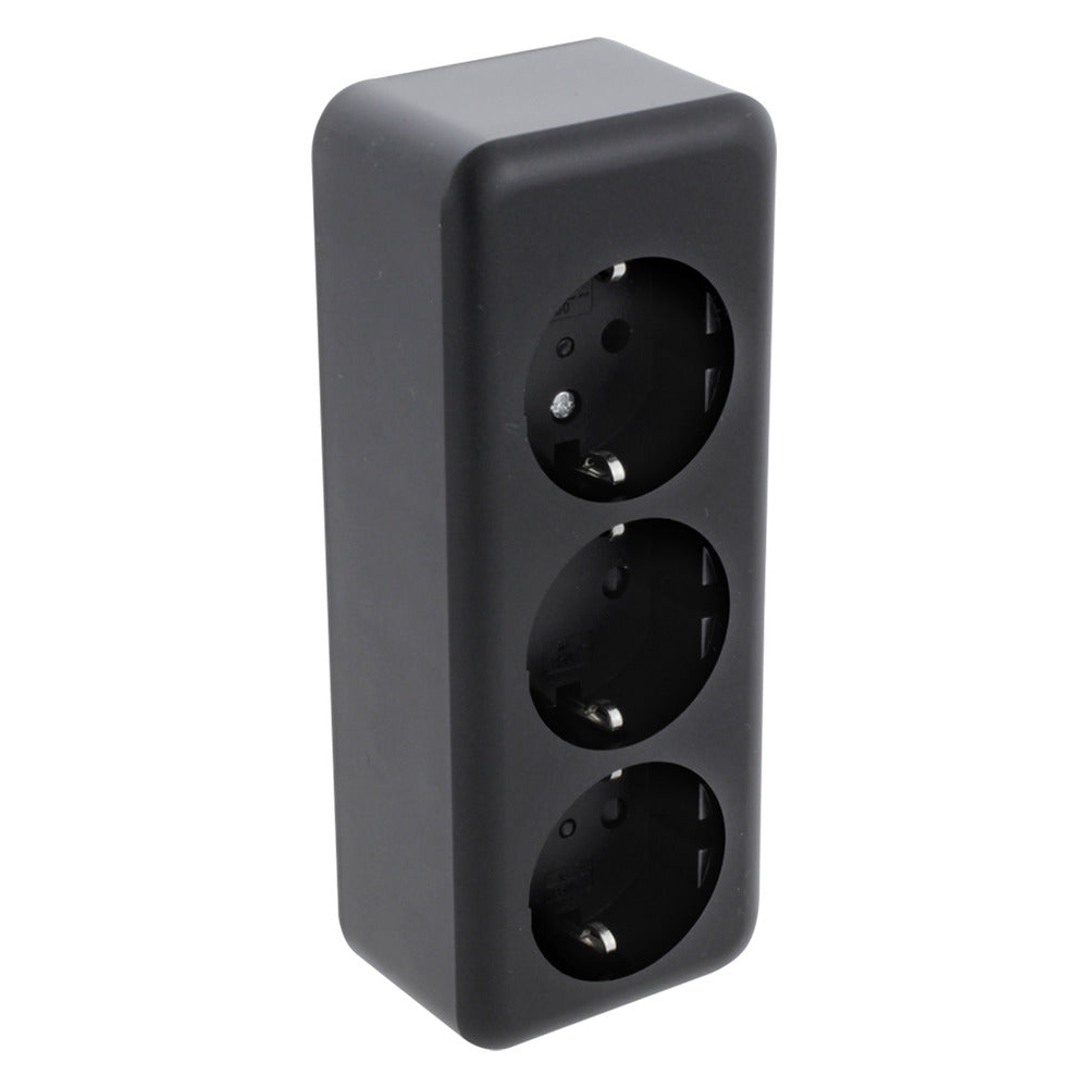 Q-Link Contactdoos Opbouw 3-Voudig Randaarde Zwart-759621