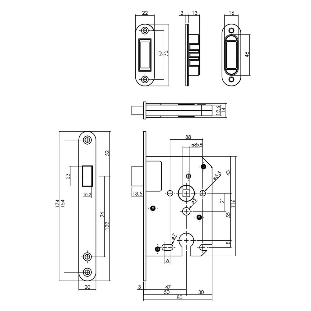 Intersteel Woningbouw Magneet Cilinder Dag- en Nachtslot 55mm Voorplaat Afgerond RVS 20x174 Doornmaat 50mm Incl. Sluitplaat/kom-759688