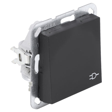 Gira Contactdoos E2 Inbouw 1-Voudig Zwart Randaarde Met Klep-759820
