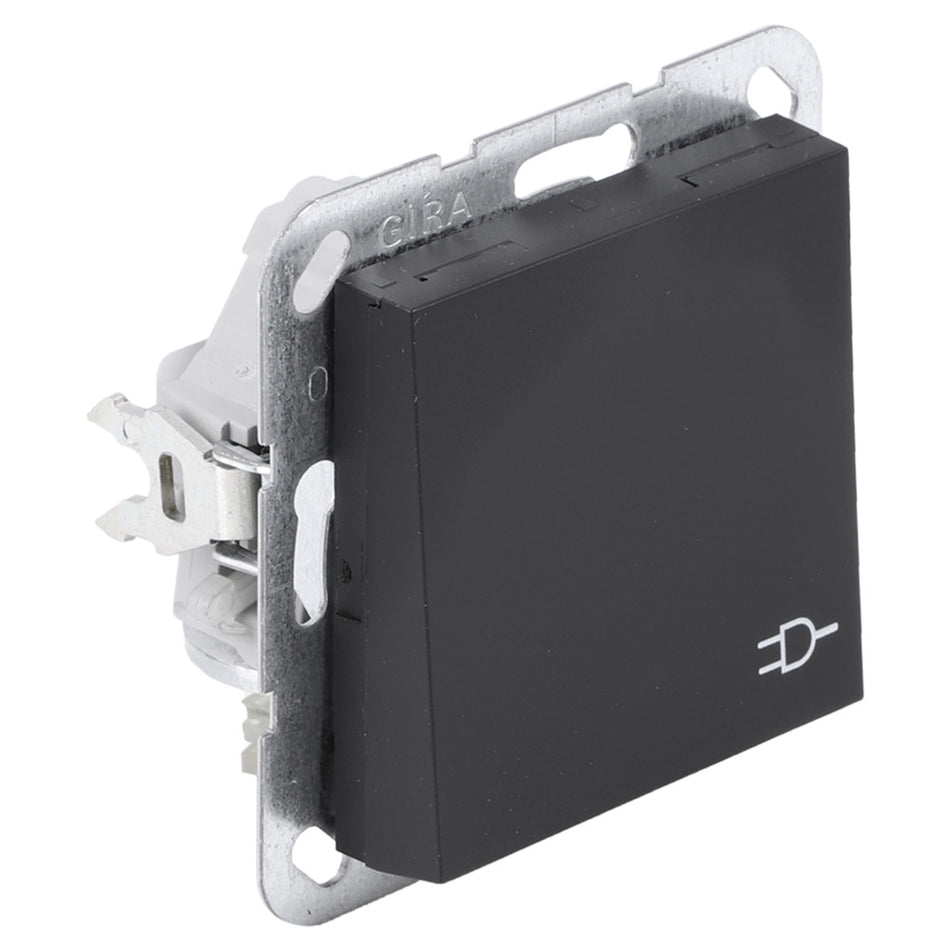 Gira Contactdoos E2 Inbouw 1-Voudig Zwart Randaarde Met Klep-759820