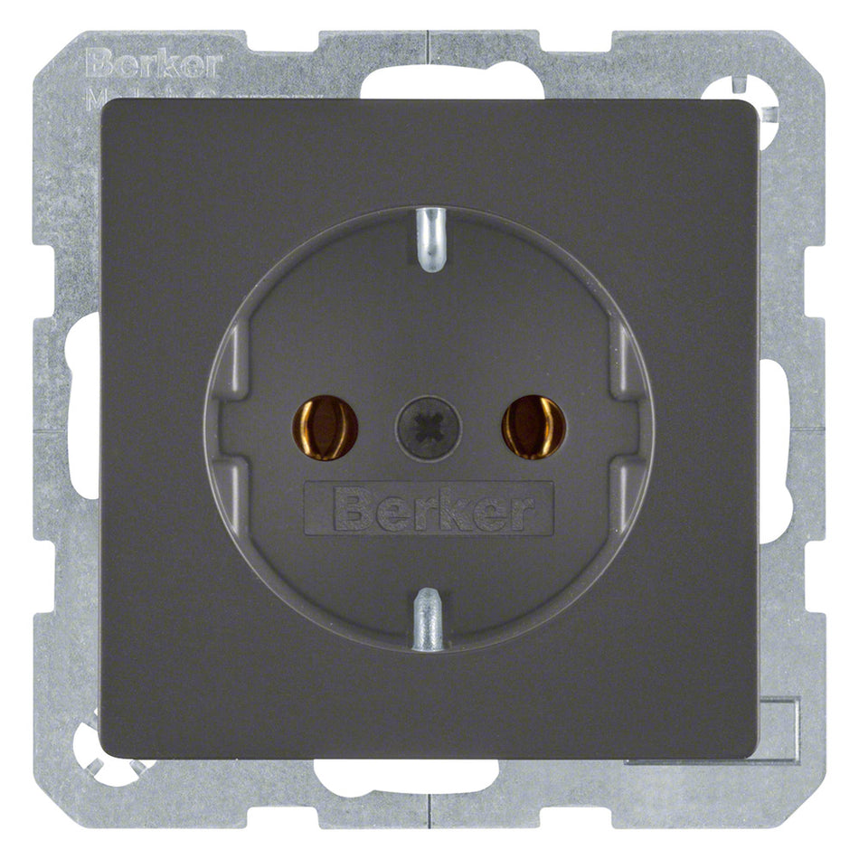Berker Contactdoos Q1 Inbouw 1-Voudig Antraciet Randaarde-759916