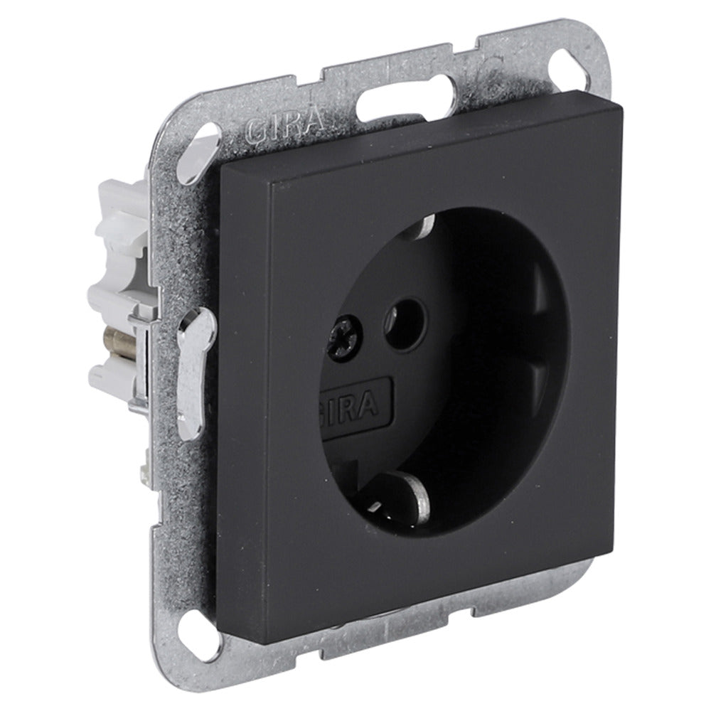 Gira Contactdoos E2 Inbouw 1-Voudig Zwart Randaarde-759925