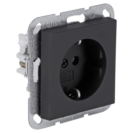Gira Contactdoos E2 Inbouw 1-Voudig Zwart Randaarde-759925