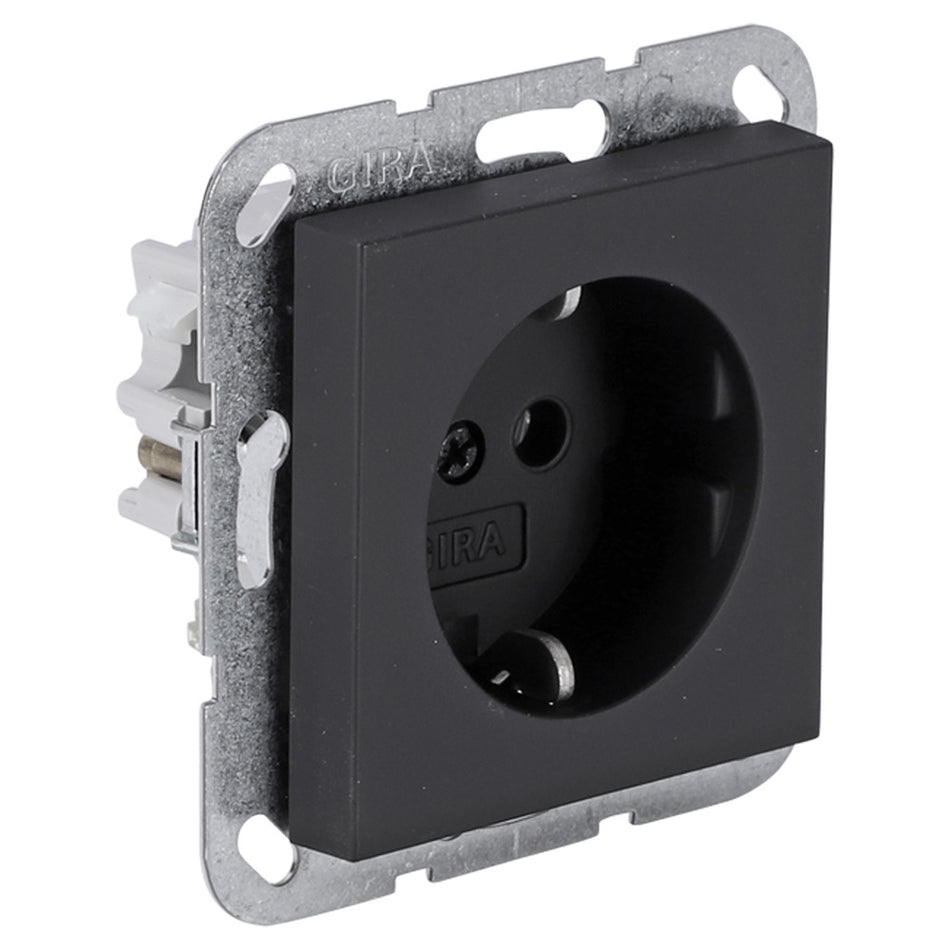 Gira Contactdoos E2 Inbouw 1-Voudig Zwart Randaarde-759925