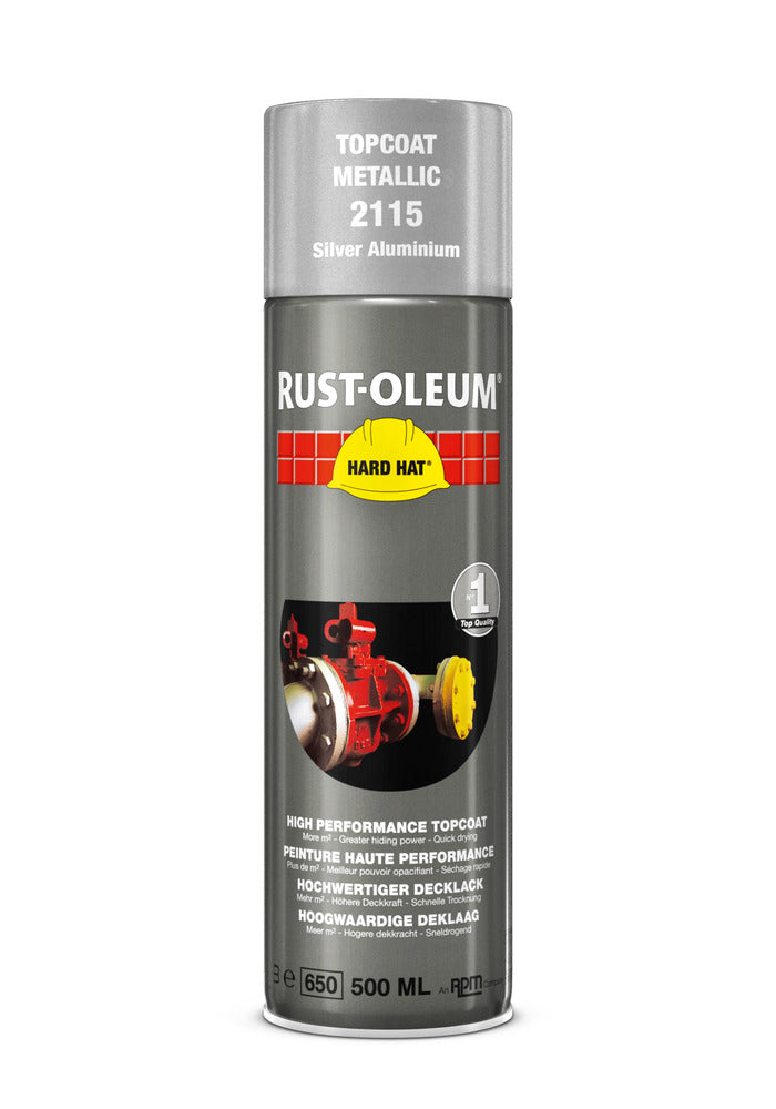 Rust-Oleum Hard Hat Topcoat Hoogglans Lak Zilver Aluminium 500ml-760038