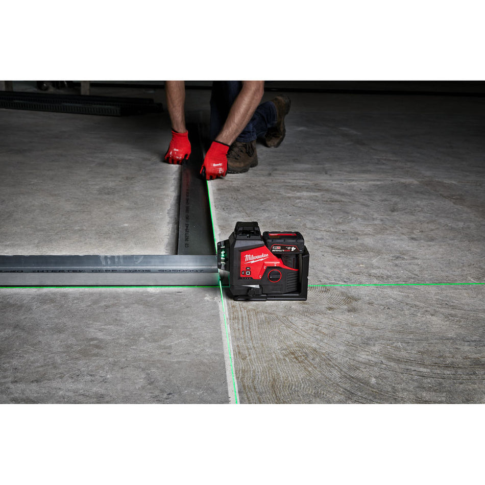 Milwaukee Accu Kruislijnlaser Groen 3x360C° M12 3PL-0C 12V Body In Koffer-760345