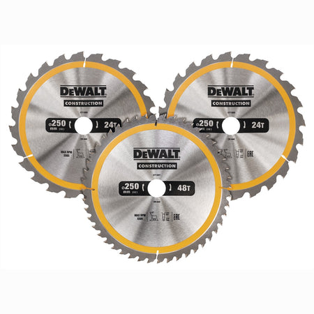DeWALT Zaagbladen CZB 3 Pack 250x30mm 2x DT1956-QZ +1x DT1957-QZ-760571