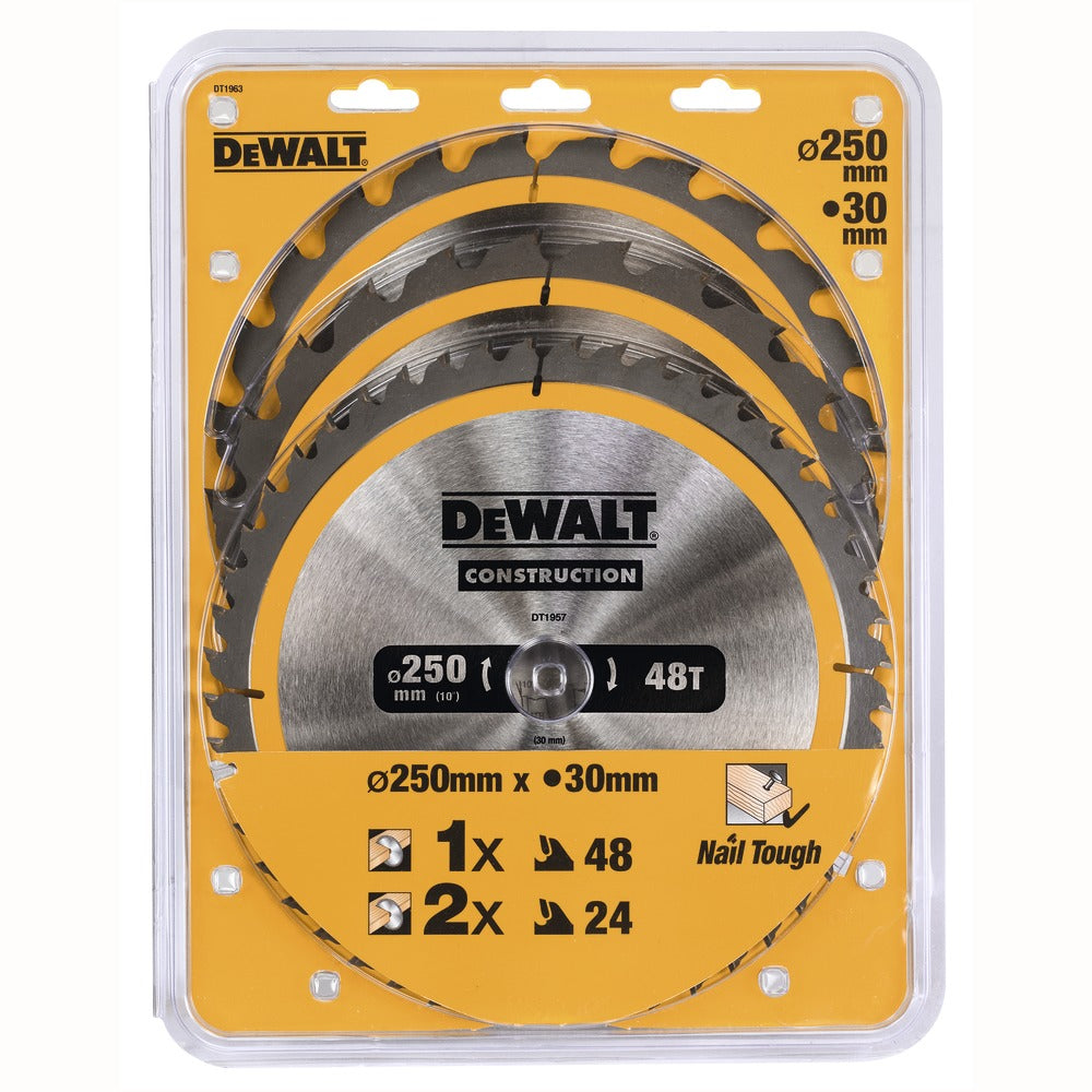 DeWALT Zaagbladen CZB 3 Pack 250x30mm 2x DT1956-QZ +1x DT1957-QZ-760571