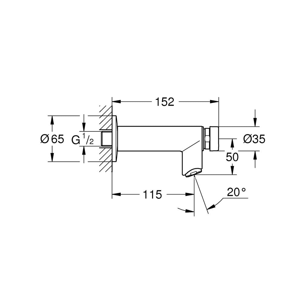 GROHE Euroeco Cosmo T Tapkraan Chroom Wandbevestiging Zelfsluitend-760765