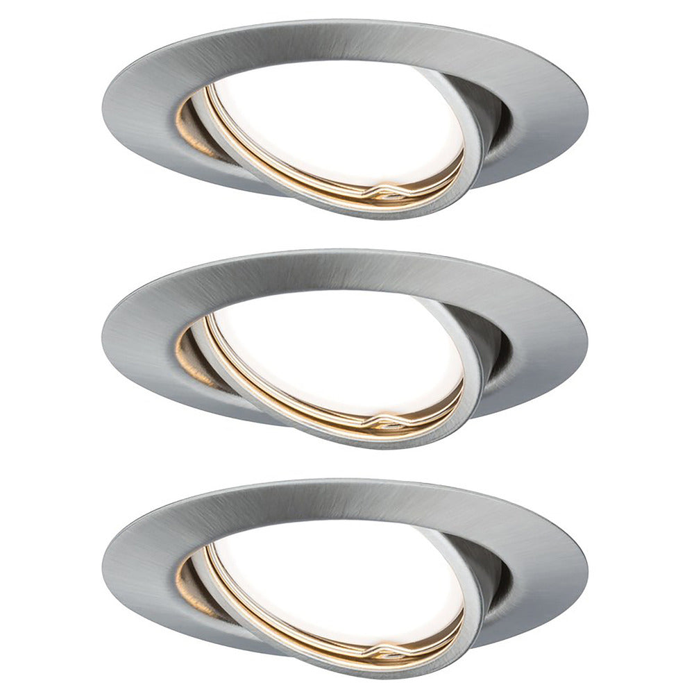 Paulmann Inbouwspot Base Coin Geborsteld RVS Rond 5W 3-Stap Dimbaar Kantelbaar 3st-766707
