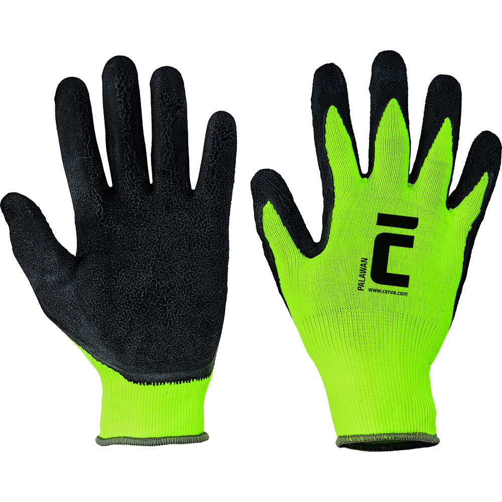 CERVA Werkhandschoenen Palawan Nylon/Latex Geel Maat 9/L 12 Paar-768895