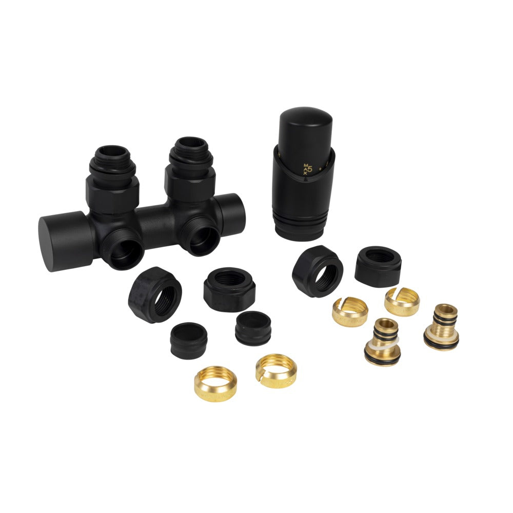 SaniFit Radiator Onderblok Set Thermostatisch Haaks Zwart-771305