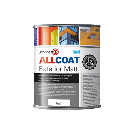 Zinsser Muurverf Allcoat Exterior Mat Wit/Base P 1L-778952