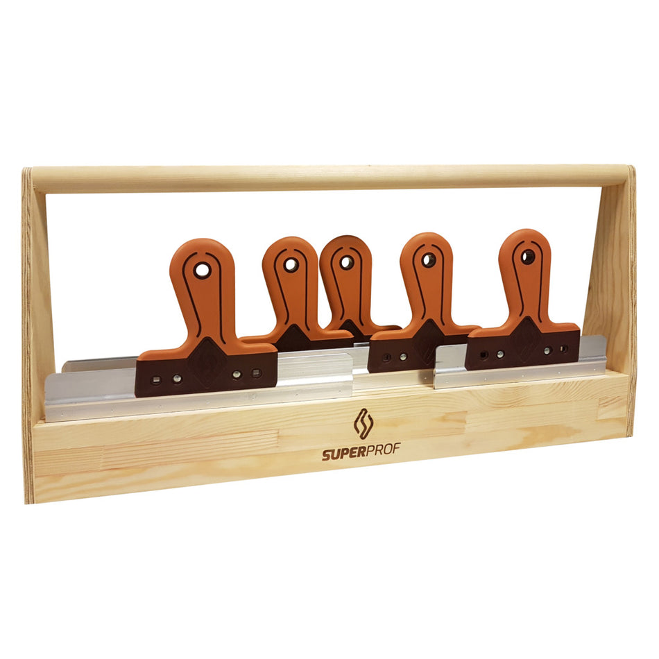Super Prof Gereedschapsbak Hout Met 5 Spackmessen Soft Handgreep-779154