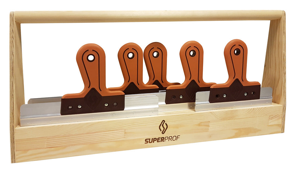 Super Prof Gereedschapsbak Hout Met 5 Spackmessen Soft Handgreep-779154