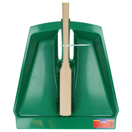 Vero stoffer en blik groen kunststof met houten veger en  PPN vulling XL-781528