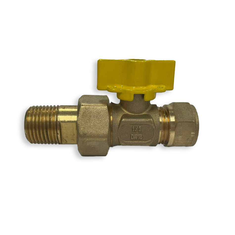 Gaskogelkraan knelkoppeling 15 mm x 1/2'' buitendraad-783531