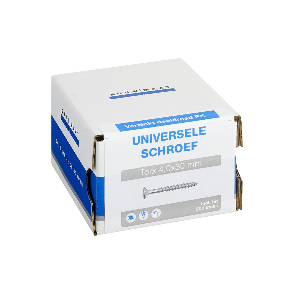 Bouwmaat Universele Schroef Verzinkt PK Deeldraad T20-784584