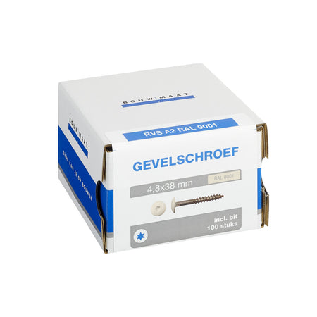 Bouwmaat HPL Schroef RVS Crème T20 100st-784611