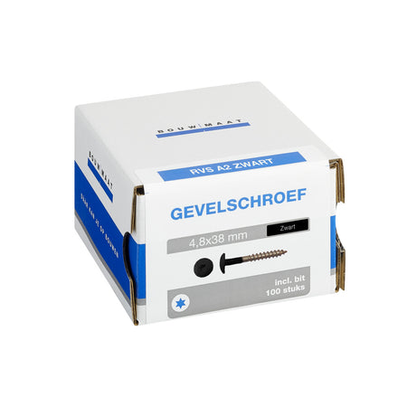 Bouwmaat HPL Schroef RVS Zwart T20 100st-784614