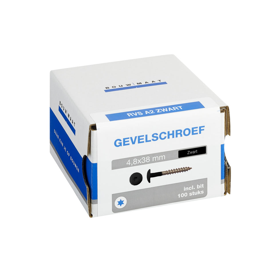 Bouwmaat HPL Schroef RVS Zwart T20 100st-784614