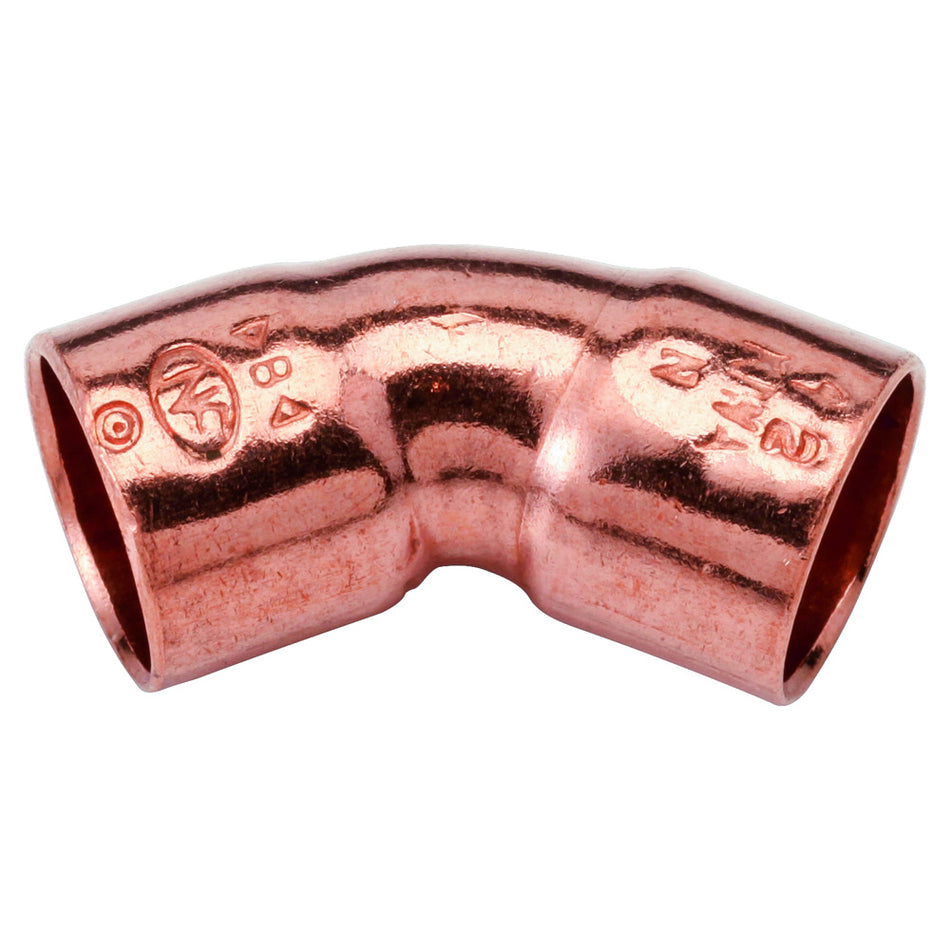 Riko Bocht roodkoper 12 x 12 mm 45° - 4 stuks-791856