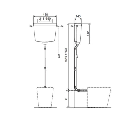 Riko Reservoir Hooghangend Kunststof Wit-806452
