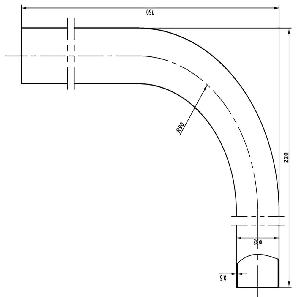 Riko Vloerbuis Chroom 75x22x3,2cm-806468