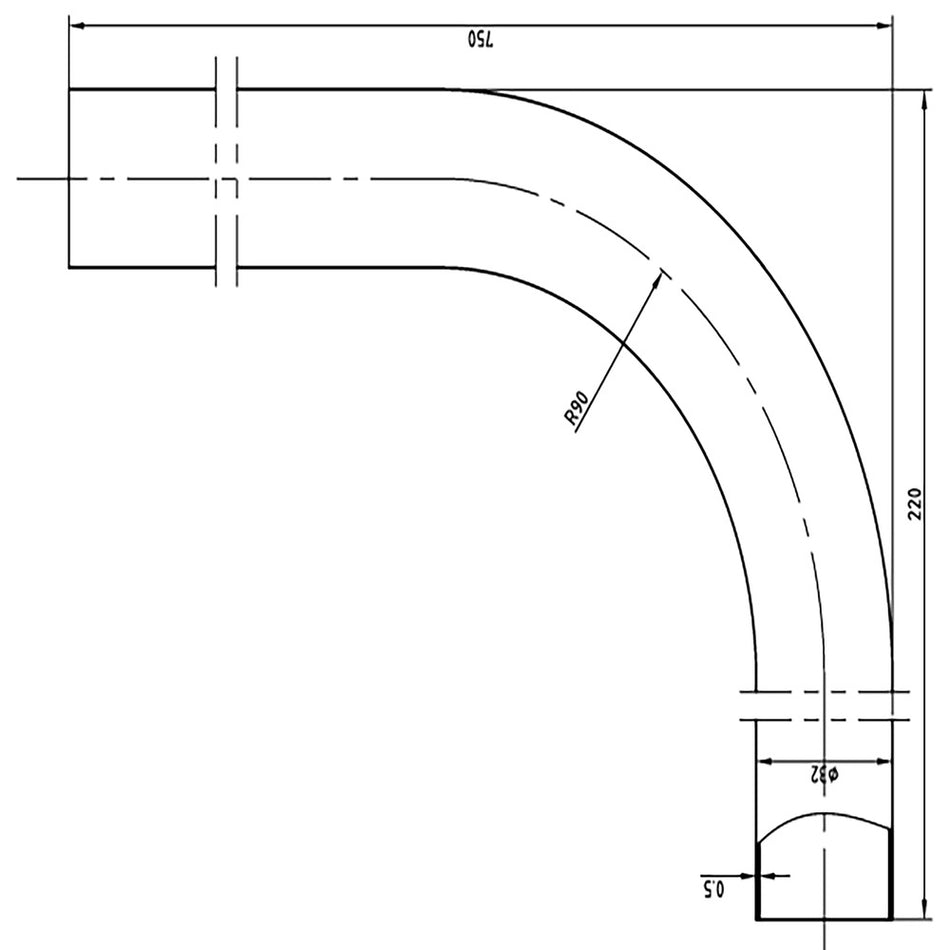 Riko Vloerbuis Chroom 75x22x3,2cm-806468