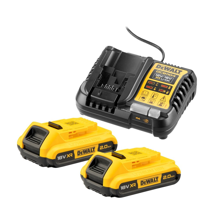 DeWALT DCB1104D2-QW 18V Accu Voordeelset: 2x 2.0Ah Accu's + XR Multilader-807863