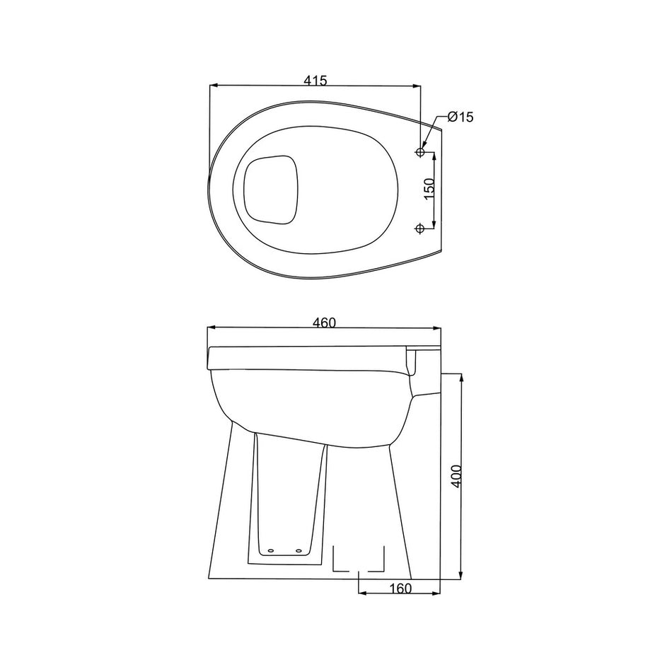 Closetpot Staand Verhoogd Vlakspoel AO Glanzend Wit 46cm-809533