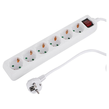 Q-Link Stekkerdoos 6-Voudig Wit Randaarde 2300W 3x1,5mm2 1,5m-810009