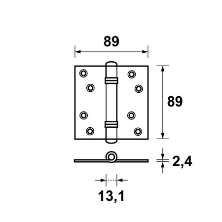 AXA Scharnier Venelite Rechte Hoek Staal Topcoat 89x89mm-820469