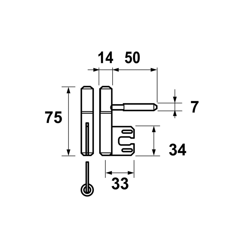 AXA Inboorpaumelle 1177 Voor Hörmann Kozijnen Staal Aluline 75x14mm 2st-820472