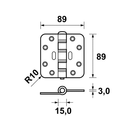 AXA Scharnier Smart Easyfix Ronde Hoek Staal Wit Gelakt 89x89mm-820475