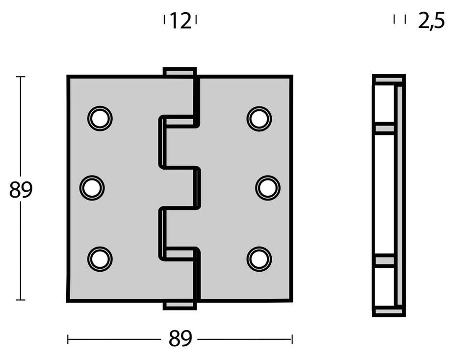 Kogellagerscharnier Recht 3,5inch 89x89x25mm Zwart Incl. Zwarte Kruiskopschroeven-820488
